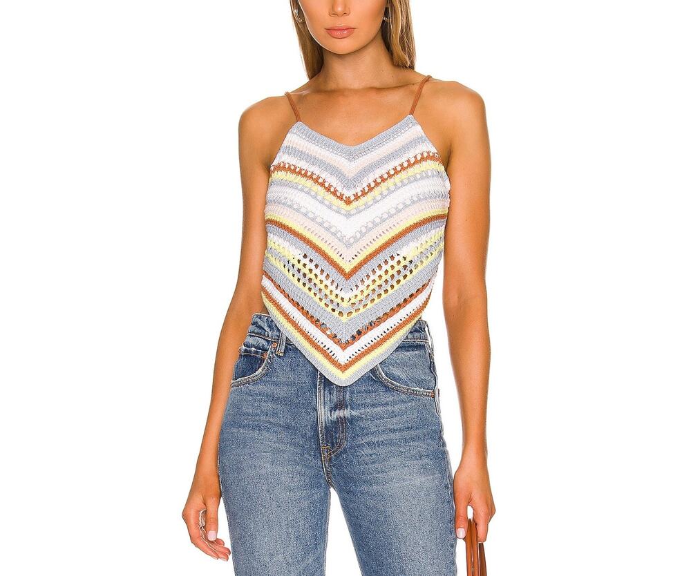 525 Crochet Multicolor Chevron Camisole Size S